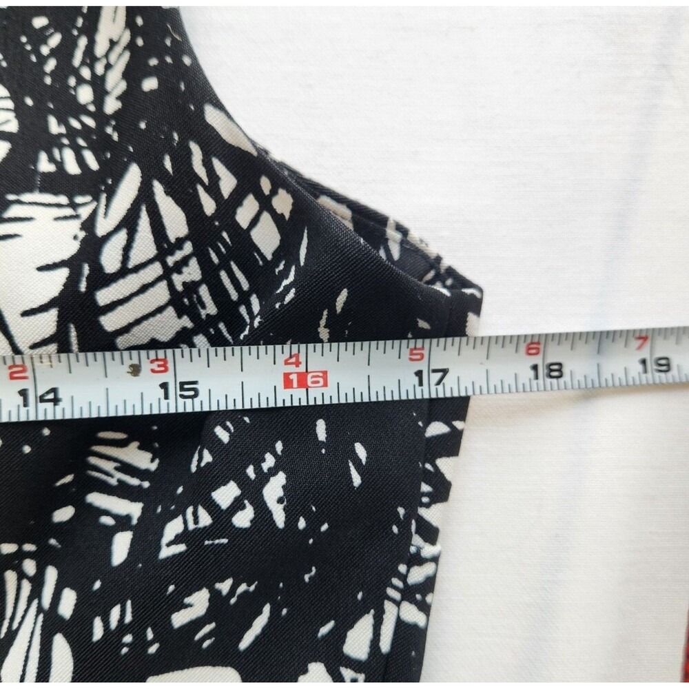 AB Studio Womens 8 Dress Black White Print Whimsy Goth Sleèveless Comfort Casual - Picture 7 of 11
